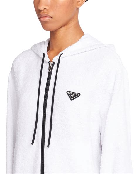 prada terry cloth hoodie|White Terrycloth Hoodie Jacket .